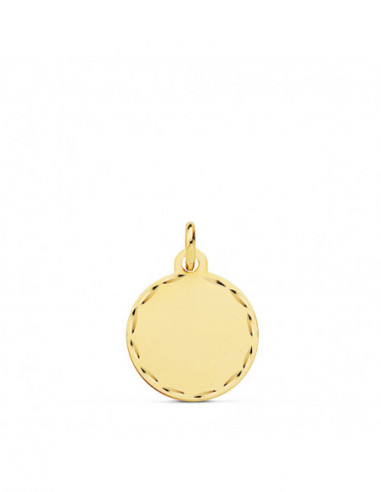 18K CHAPA DISCO LISO MATE TALLADO 14 MM