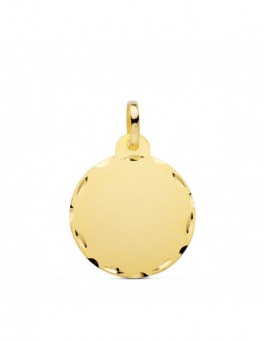 18K CHAPA DISCO LISO TALLADO 20 MM