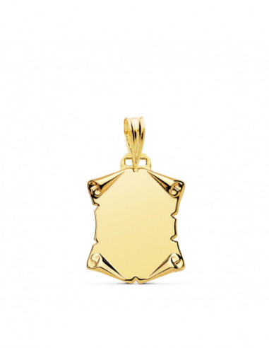 18K CHAPA PERGAMINO LISO 18X14 MM