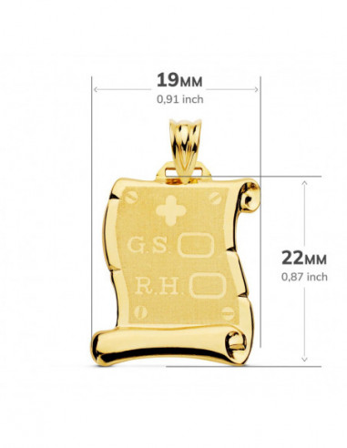 18K CHAPA PERGAMINO BRILLO RH GRUPO...