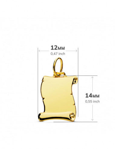 18K CHAPA PERGAMINO LISO BRILLO 14X12 MM