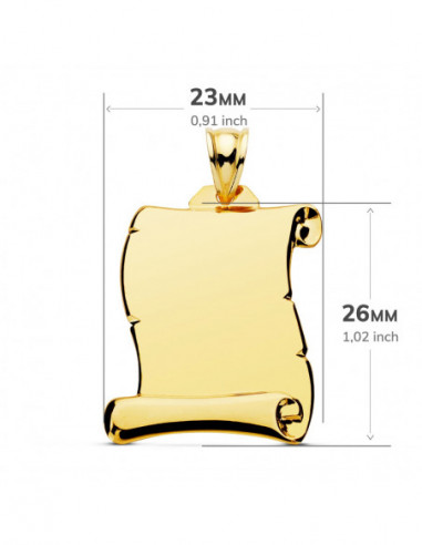 18K CHAPA PERGAMINO LISO 28X17 MM