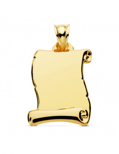 18K CHAPA PERGAMINO LISO 30X25 MM