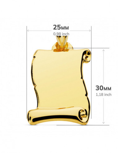 18K CHAPA PERGAMINO LISO 30X25 MM