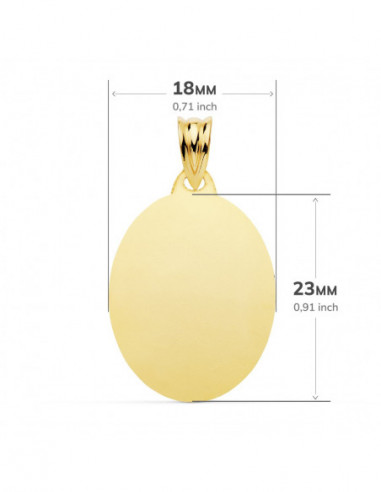18K CHAPA OVAL BRILLO 23X18 MM