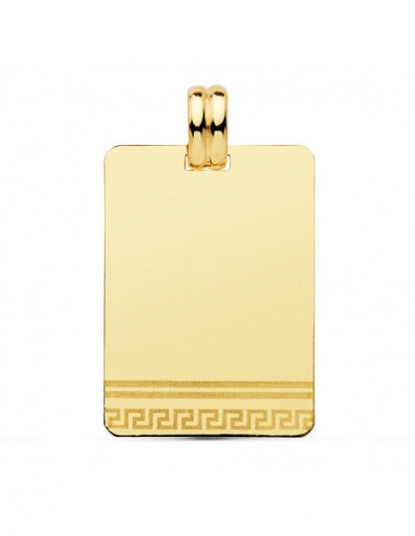 18K CHAPA LASER GRECA 28X20 MM
