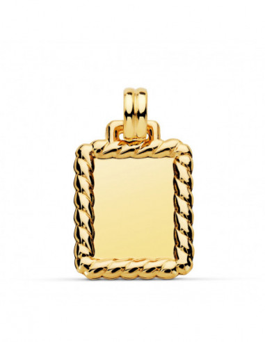 18K CHAPA BRILLO CON BORDE 24X20 MM