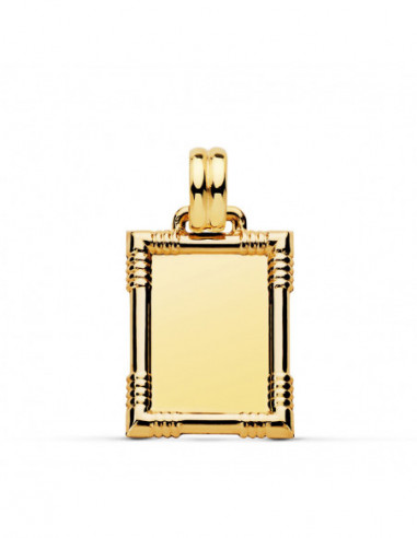 18K CHAPA BRILLO CON BORDE 22X17 MM