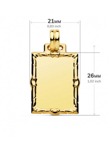 18K CHAPA ORO AMARILLO RECTANGULAR EN...