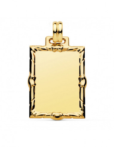 18K CHAPA LABRADA RECTANGULAR 30X24 MM