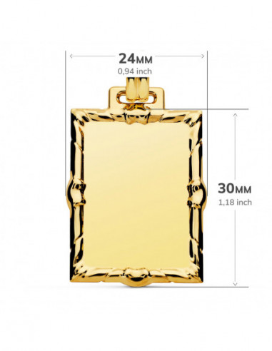 18K CHAPA LABRADA RECTANGULAR 30X24 MM