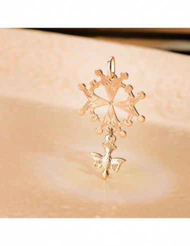 18K CRUZ DE HUGUENOTTE ORO AMARILLO...