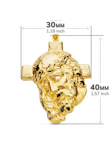 18K CABEZA DE CRISTO CON CRUZ TALLADA...