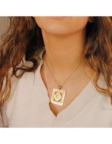 18K COLGANTE ORO AMARILLO CUADRADO...