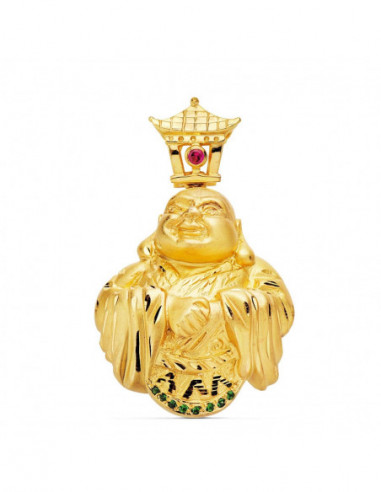 18K COLGANTE BUDA CON PIEDRA ROJA...