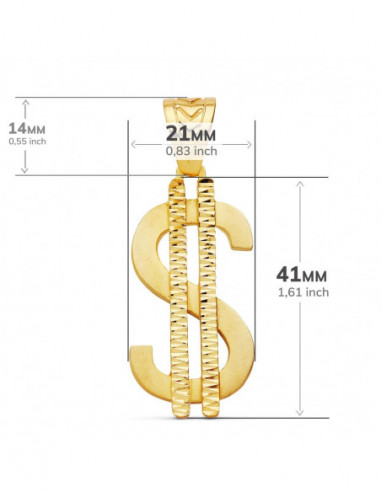 18K COLGANTE SIMBOLO DOLAR. 41X21 MM