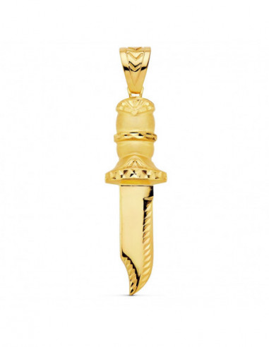 18K COLGANTE PUÑAL TALLADO 52X18 MM