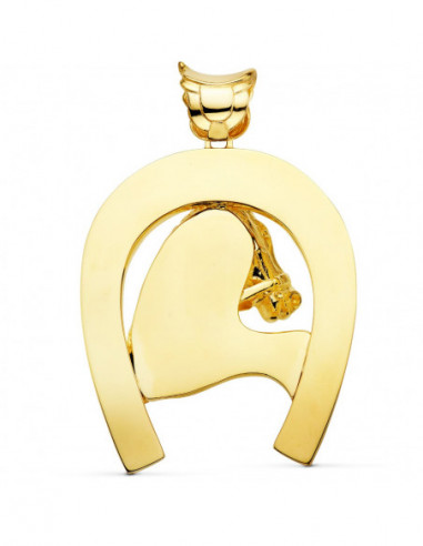 18K COLGANTE DE HERRADURA CON CABALLO...