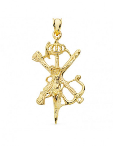 18K CRUZ LEGIONARIO GRANDE CON CORONA...