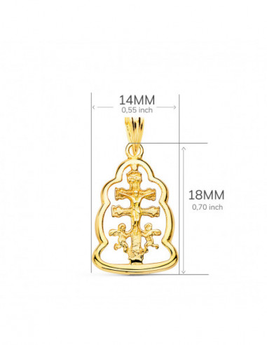 18K COLGANTE CRUZ DE CARAVACA ORLA...