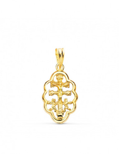 18K COLGANTE CRUZ DE CARAVACA ORLA...