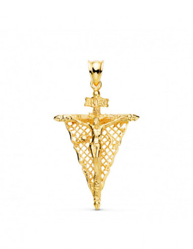 18K CRUZ ORO AMARILLO CON CRISTO DEL...