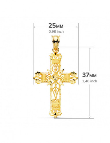 18K CRUZ ORO AMARILLO FILIGRANA...