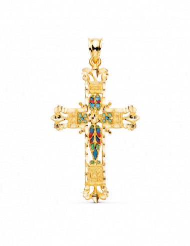 18K CRUZ ORO AMARILLO VIDRIERA...