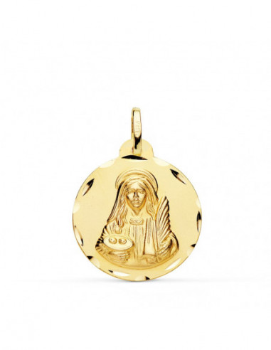 18K MEDALLA SANTA LUCIA TALLADA 22 MM