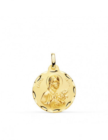 18K MEDALLA SANTA GEMA TALLADA 18 MM
