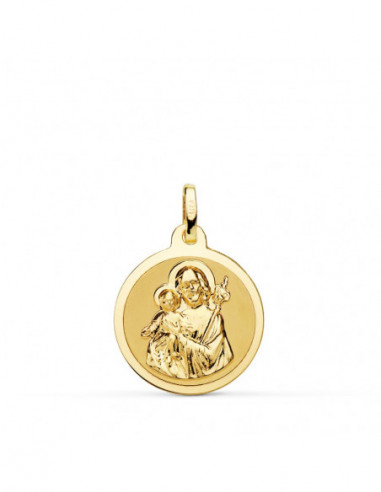 18K MEDALLA SAN JOSE BRILLO 18 MM