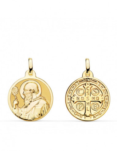 18K MEDALLA SAN BENITO MONJE BRILLO...