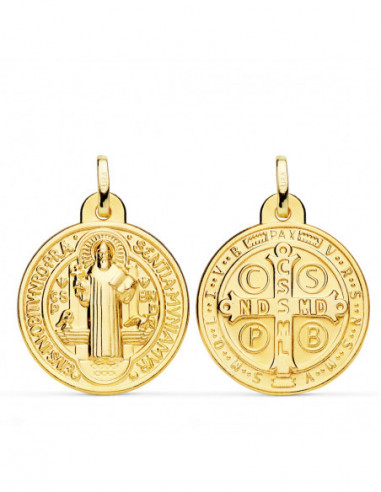 18K ESCAPULARIO MEDALLA SAN BENITO...