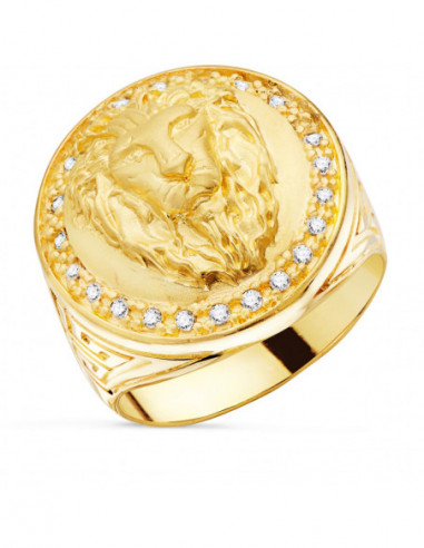 18K SELLO ORO AMARILLO LEON CON...