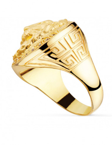 18K SELLO ORO AMARILLO LEON CON...