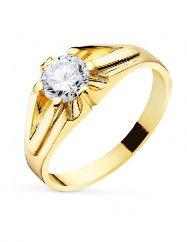 18K SOLITARIO ORO AMARILLO CABALLERO...