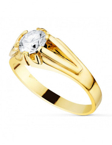 18K SOLITARIO ORO AMARILLO CABALLERO...