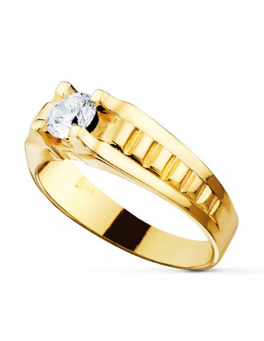 18K SOLITARIO ORO AMARILLO ESTRIAS...