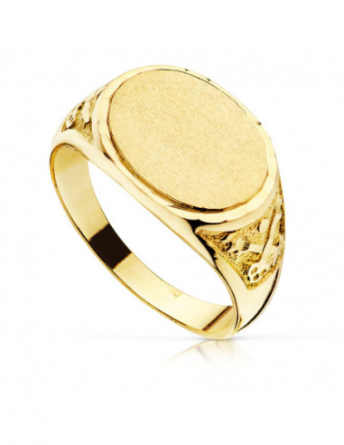 18K SELLO ORO AMARILLO OVAL MACIZO...