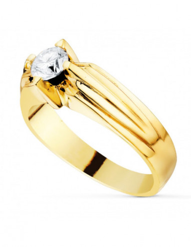 18K SOLITARIO ORO AMARILLO CABALLERO...