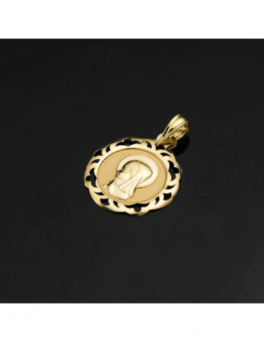 18K MEDALLA VIRGEN NIÑA CERCO CALADO...