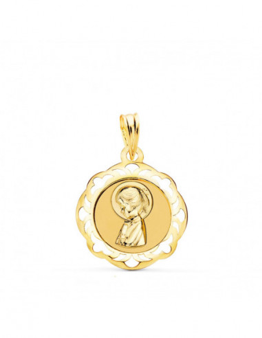 18K MEDALLA VIRGEN NIÑA CERCO CALADO...