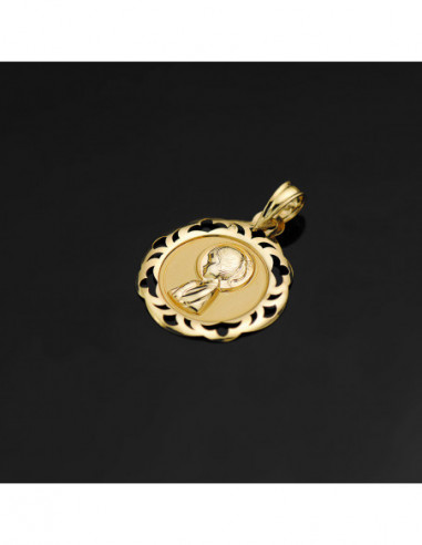 18K MEDALLA VIRGEN NIÑA CERCO CALADO...