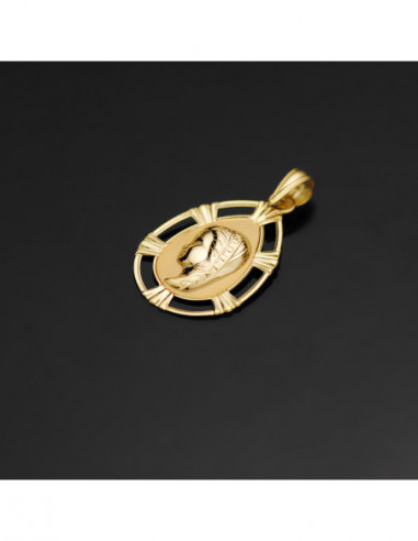 18K MEDALLA VIRGEN NIÑA LAGRIMA 23X15 MM