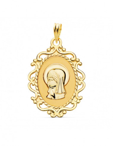 18K MEDALLA VIRGEN NIÑA PERFIL CERCO...