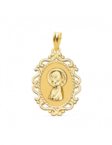 18K MEDALLA VIRGEN NIÑA PERFIL CERCO...
