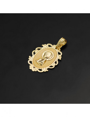 18K MEDALLA VIRGEN NIÑA PERFIL CERCO...