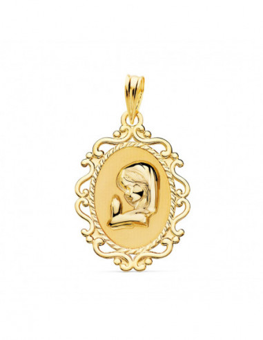 18K MEDALLA VIRGEN NIÑA PERFIL CERCO...