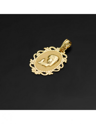 18K MEDALLA VIRGEN NIÑA PERFIL CERCO...