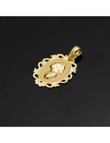 18K MEDALLA VIRGEN NIÑA PERFIL CERCO...